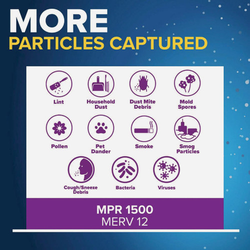 3M 20"X25"X1" 1500 MPR HIGH PERFORMANCE FURNACE FILTER MERV 12