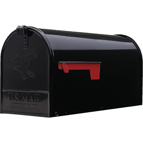 GILBRALTAR T2 LARGE BLACK STEEL POST MOUNT MAILBOX