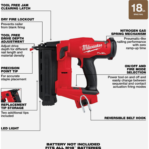 M18 FUEL GEN II 18 GA BRAD NAILER BARE TOOL  MILWAUKEE