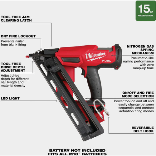 M18 FUEL 15 GAUGE FINISH NAILER  2839-20  MILWAUKEE