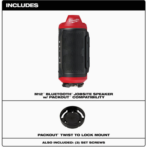 M12 BLUETOOTH JOBSITE SPEAKER W/PACKOUT COMPATIBITY   MILWAUKEE