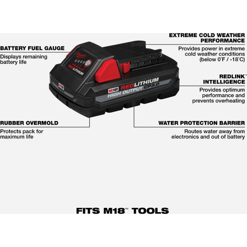 M18 HIGH OUTPUT CP3.0 BATTERY 2PK  48-11-1837  MILWAUKEE