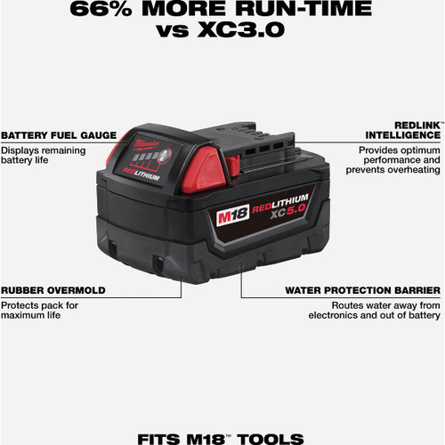 M18 REDLITHIUM XC 5.0 BATTERY   MILWAUKEE