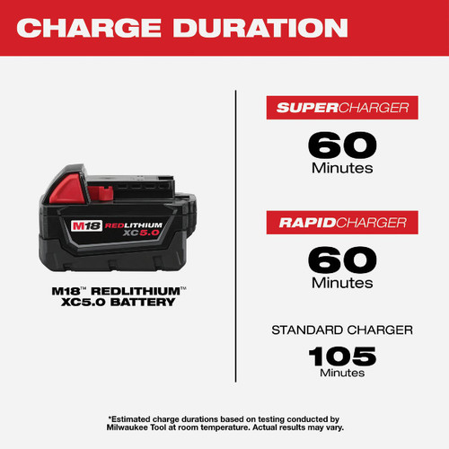M18 REDLITHIUM XC 5.0 BATTERY   MILWAUKEE