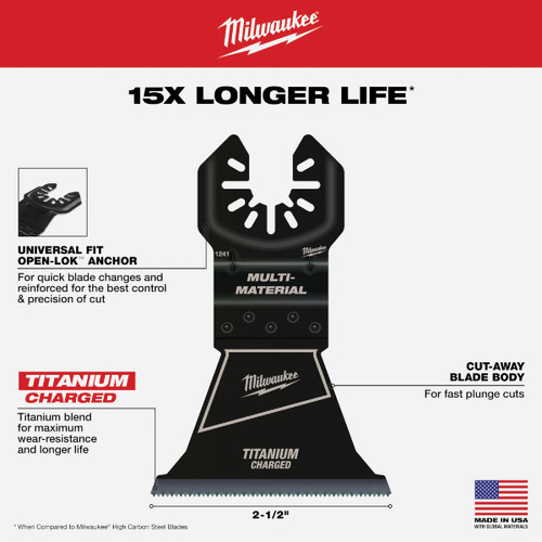 MILWAUKEE OPEN-LOK 2-1/2 TITANIUM ENHANCED BI METAL MULTI MATERIAL BLADE 3PK  49-25-1243