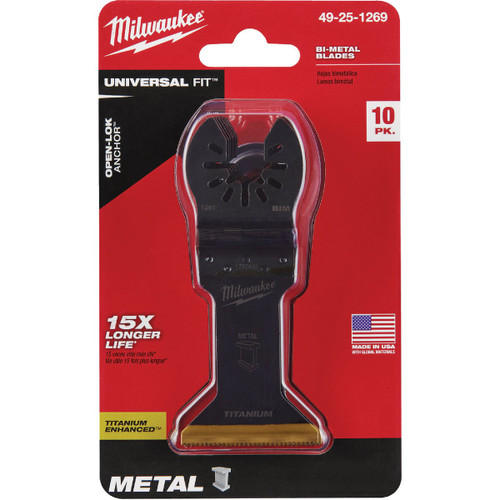 MILWAUKEE OPEN-LOK 10PK 1-3/8 TITANIUM ENHANCED CARBIDE TEETH BI-METAL BLD  49-25-1269