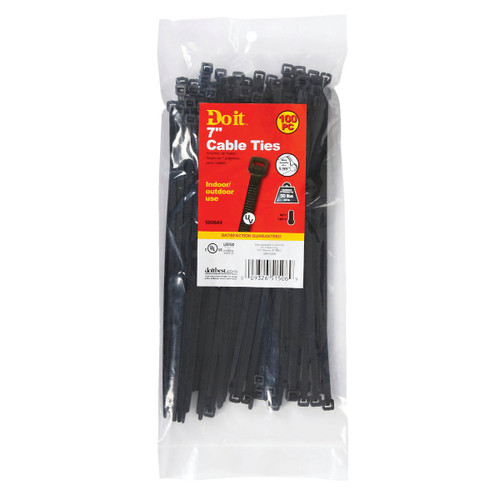 DIB 8in 100pc" BLACK WEATHER RESISTANT CABLE TIE 100-PACK