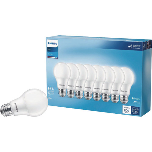 60W EQUIV. DAYLIGHT A19 MEDIUM LED LIGHT BULB 8-PACK