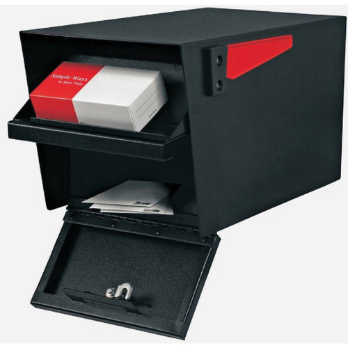 MAIL BOSS MANAGAR BLACK STEEL LOCKING POST MOUNT MAILBOX