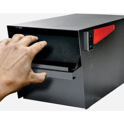 MAIL BOSS MANAGAR BLACK STEEL LOCKING POST MOUNT MAILBOX