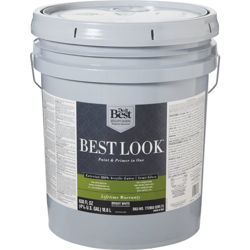 BEST LOOK 5-GAL EXTERIOR PAINT & PRIMER SEMI-GLOSS BRIGHT WHITE