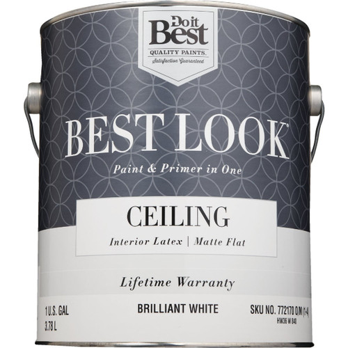 BEST LOOK 1-GAL INTERIOR MATTE FLAT CEILING PAINT BRILLIANT WHITE
