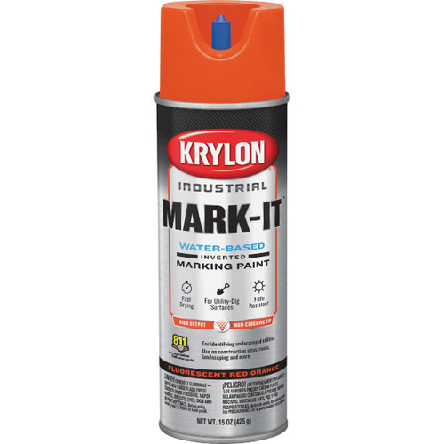 KRYLON INDUSTRIAL FLUORESCENT RED ORANGE MARKING PAINT