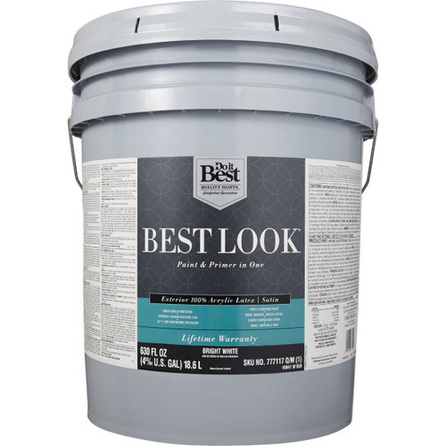 BEST LOOK 5-GAL EXTERIOR PAINT SATIN BRIGHT WHITE