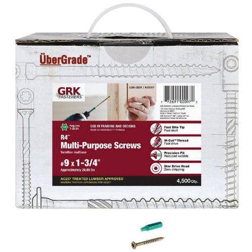 GRK R4 #9X2-1/2" BULK SCREWS (2900CT)