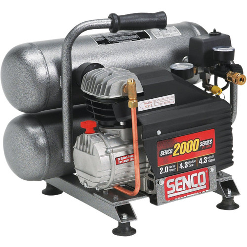 2HP 4.3 GAL PORTABLE 125 PSI TWIN TANK AIR COMPRESSOR PC1131 SENCO