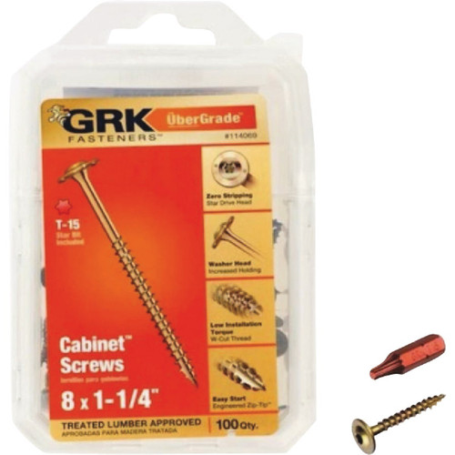 GRK CABINET SCREW #8X1-1/4 HANDY PAK (100CT)