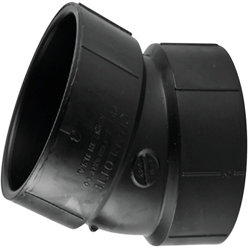 4" HUB X HUB 22-1/2° 1/16 BEND ABS ELBOW