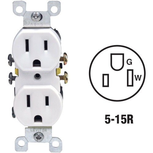 LEVITON WHITE DUPLEX OUTLET 5320WCP
