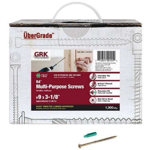 GRK R4 #9X3-1/8"  BULK (1900CT)