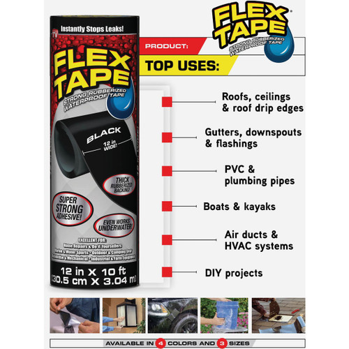 FLEX TAPE 4"X5' BLACK REPAIR TAPE