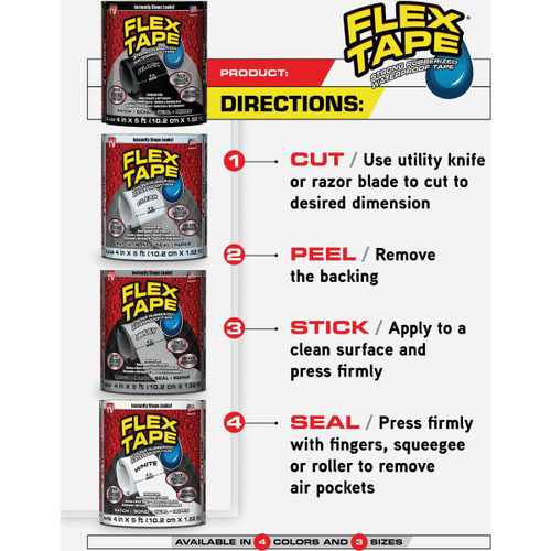 FLEX TAPE 4"X5' BLACK REPAIR TAPE