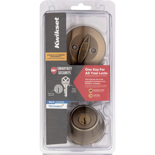 660 SINGLE SMARTKEY DEADBOLT ANTIQUE BRASS KWIKSET