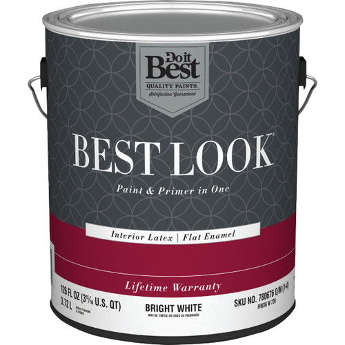 BEST LOOK 1-GAL INTERIOR FLAT PAINT BRIGHT WHITE