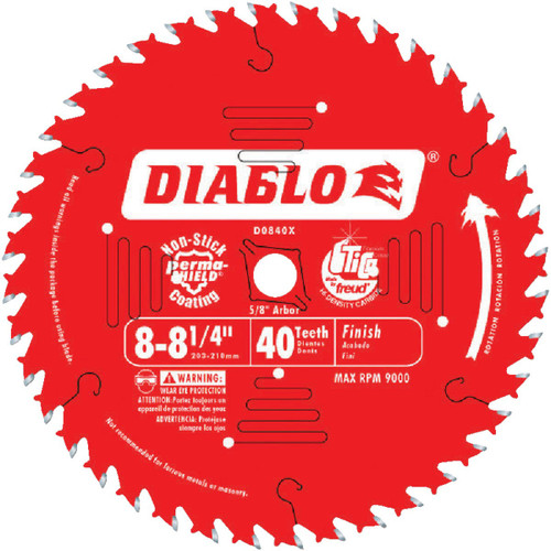 FREUD DIABLO 8-1/4 40T FINISH SAW BLADE  320708  D0840X