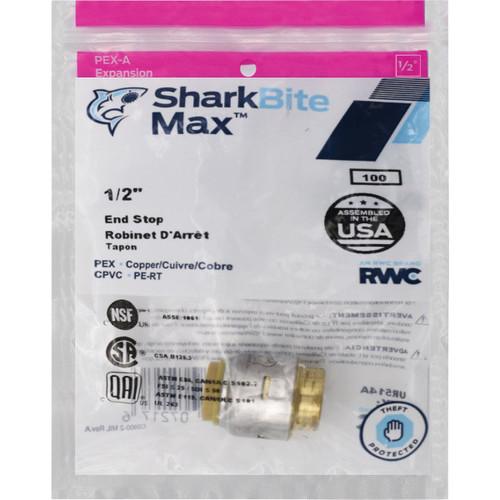 1/2" PUSH-TO-CONNECT BRASS END PUSH CAP  SHARKBITE
