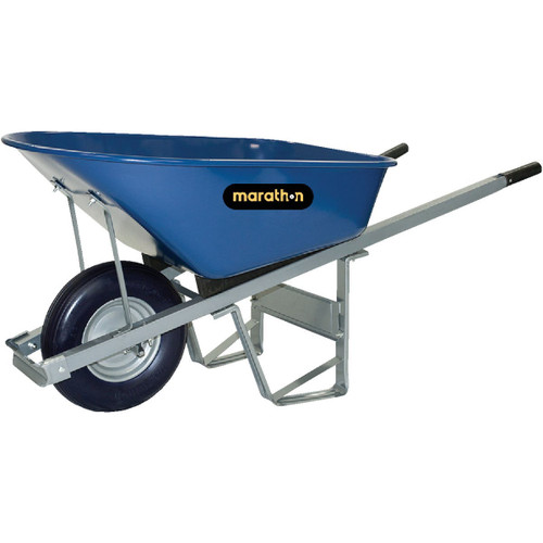 MARATHON 6 CF/FT BLUE STEEL WHEELBARROW -FLAT FREE TIRE-