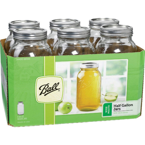 BALL 6PK 1/2 GAL  W/M MASON JAR