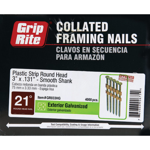21O PLASTIC 3" X 131 HG SMOOTH 4M GRIP RITE