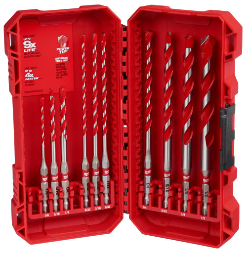 SHOCKWAVE IMPACT DUTY CARBIDE HAMMER DRILL BIT SET (10 PC )  48-20-9058  MILWAUKEE