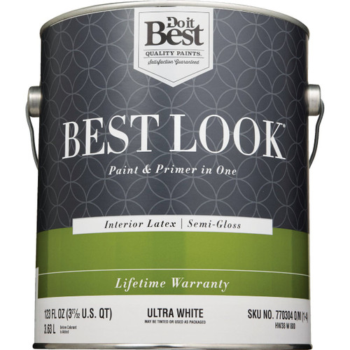 BEST LOOK 1-GAL INTERIOR SEMI-GLOSS PAINT ULTRA WHITE