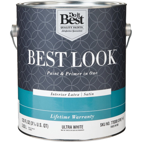 BEST LOOK 1-GAL INTERIOR SATIN PAINT ULTRA WHITE