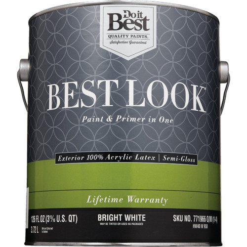 BEST LOOK 1-GAL EXTERIOR SEMI-GLOSS PAINT BRIGHT WHITE