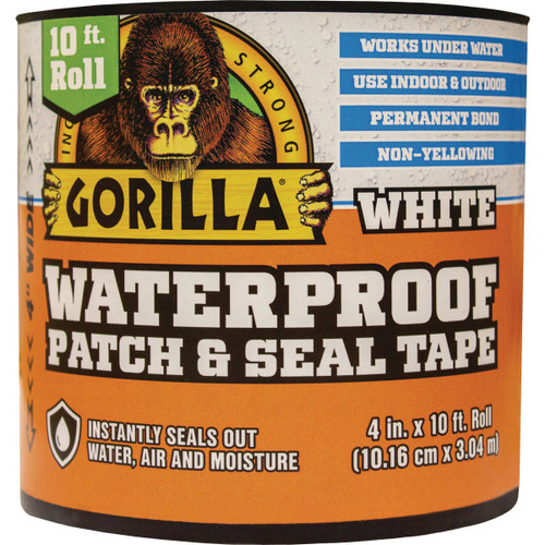 GORILLA 4"X10' WATERPROOF PATCH & SEAL REPAIR TAPE WHITE