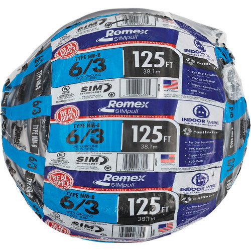125' 6-3 STRANDED BLACK 1MW/G WIRE