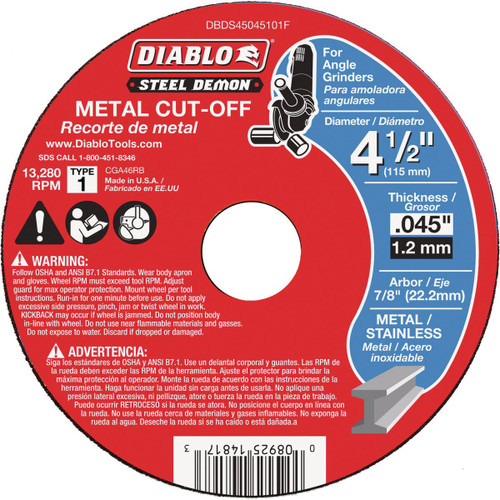 DIABLO 4-1/2" X .045" X 7/8" METAL CUT-OFF WHEEL