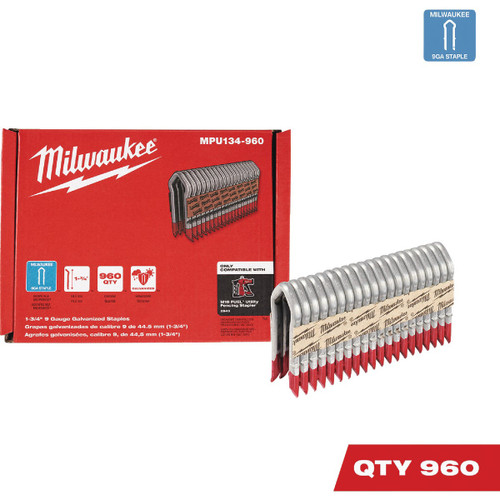1.75" 9 GAUGE GALVANIZED STAPLES  MILWAUKEE