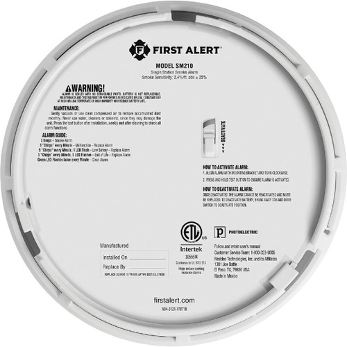FIRST ALERT 10YR PHOTO SMOKE ALARM