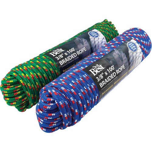 DIB 3/8"X100' ASSORTED COLORS DOUBLE BRAIDED POLY ROPE