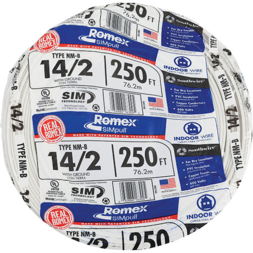 250' 14/2 SOLID WHITE NMW/G ELECTRICAL INDOOR WIRE