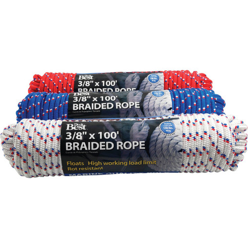 DIB 3/8"X100' ASSORTED COLORS BRAIDED POLY ROPE