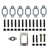 Diesel Power Source 12V Cummins exhaust manifold hardware and gasket upgrade kit with MLS manifold gaskets, T3 turbo gaskets, studs, and nuts