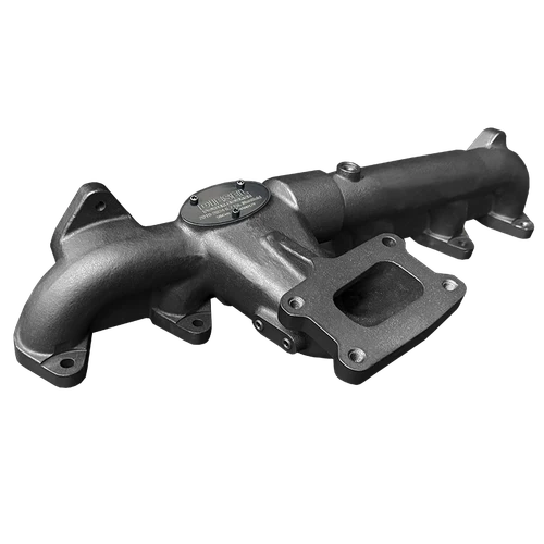 DPS 5G 2-piece exhaust manifold for 2019-2024 6.7 Cummins Ram front angle view