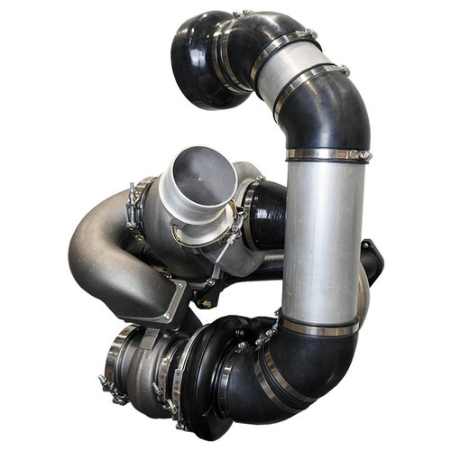 DPS compound turbo kit for Cummins ISX15 X15 with S400-series turbos and inter-stage piping assembled