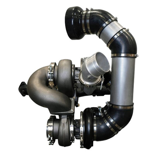Cummins ISX15 X15 compound turbo kit showing S488 atmospheric and S472 high-pressure turbos