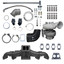 Complete S400 ISX15 conversion kit components laid out with turbo manifold and hardware